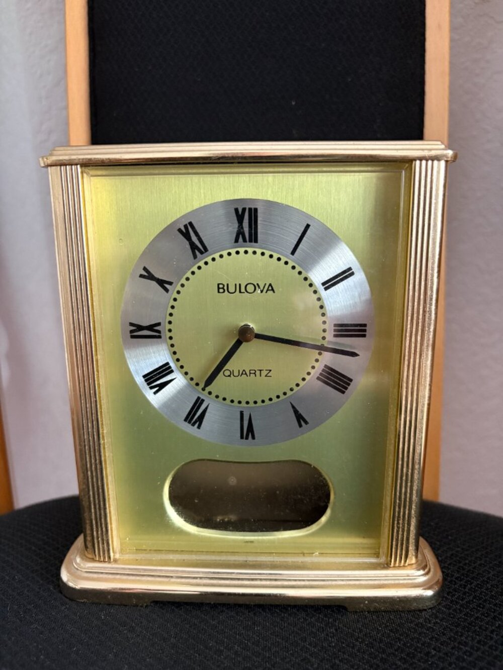 Vintage Bulova Brass Mantel Desk Clock | Hollywood Regency Home Decor